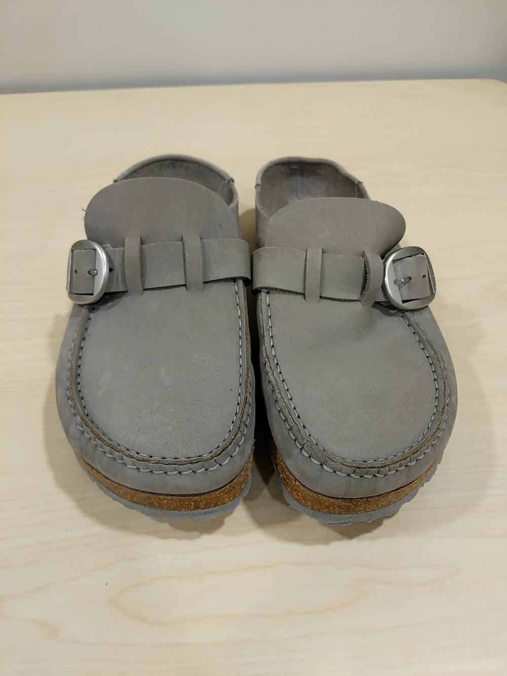 Birkenstock Buckley Clog EU 41 Women's US 10 Gray Leather Silver Buckle